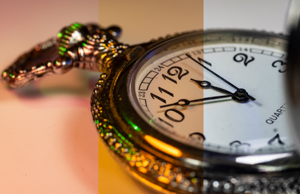 Pocket watch with lighting setups