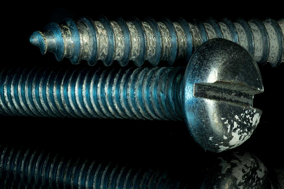 dirty used screws focus stacked in macro