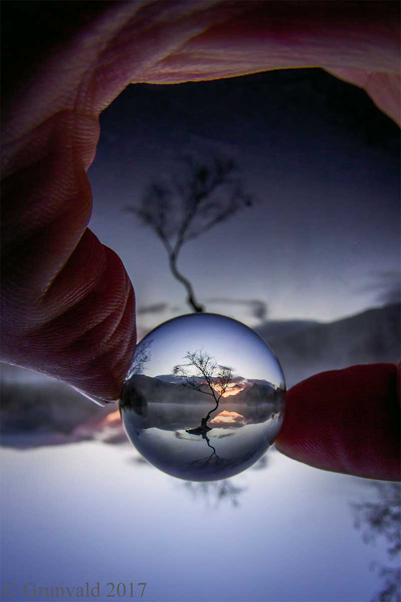 Lens ball landscape photography